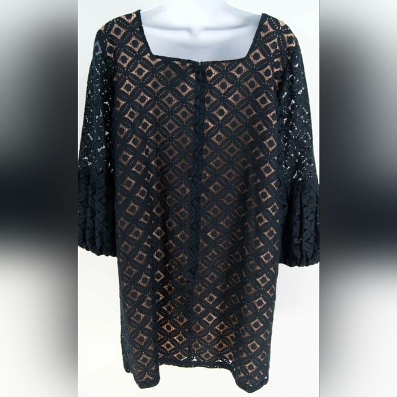 Anne Suit Anthropologie Black Patterned Long Sleeve Dress - Picture 5 of 7